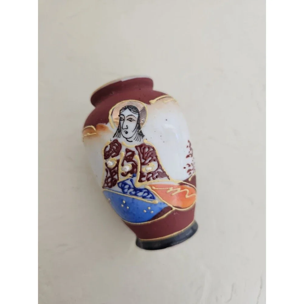 Kishihara Mini Hand Painted Porcelain Occupied Japan Vase Vintage 1945 - 1952